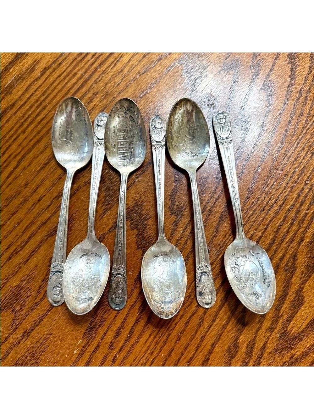 Vintage Silver Plate Collectible U.S. Presidents Spoons Set of 6 - Picture 8 of 8